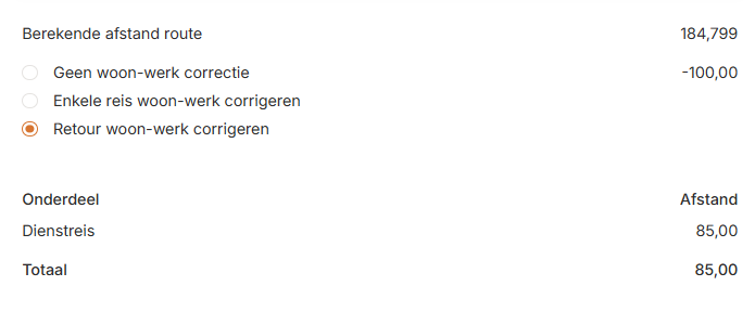 CoreCubes automatische woon-werk correctie